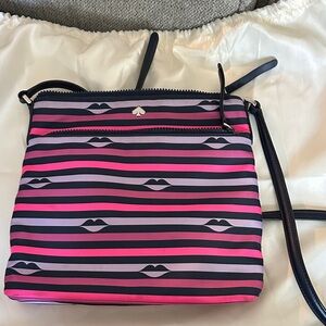 Kate Spade Pink and Black Striped Crossbody Bag